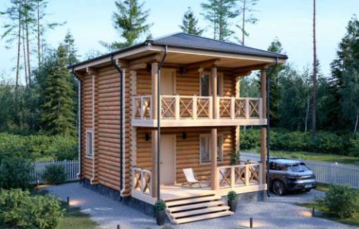 Проект дома из бревна «Малинник» 72 м²