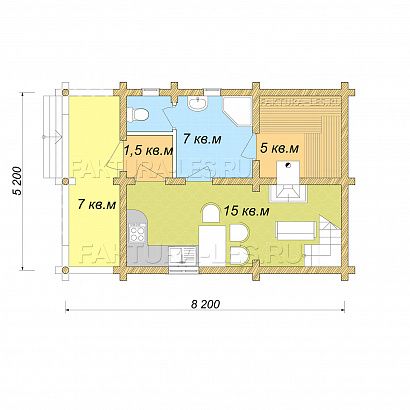 Проект бани &laquo;Б-5&raquo;, 61 м². Планировка 1 этаж