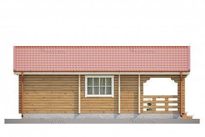 Проект дома из двойного бруса «Бревик», 44 м². Вид слева