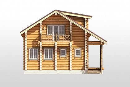 Проект дома из бревна «Талица», 110 м². Вид спереди