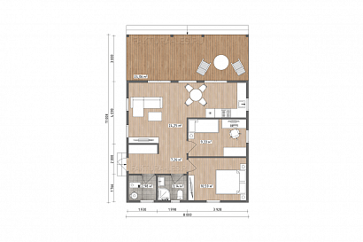 Проект каркасного дома &laquo;Сканди-06&raquo;, 81.4 м². Планировка 1 этаж