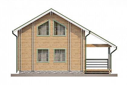 Проект дома из двойного бруса «Уварово», 98 м². Вид спереди