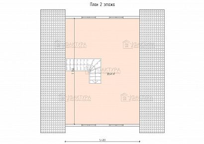 Проект дома из бруса «Базовый  8х8м, 6 стен», 104 м². Планировка 2 этаж