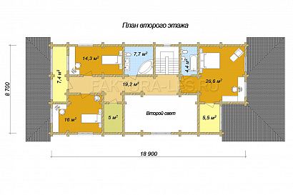 Проект дома из бревна «Колос», 282 м². Планировка 2 этаж
