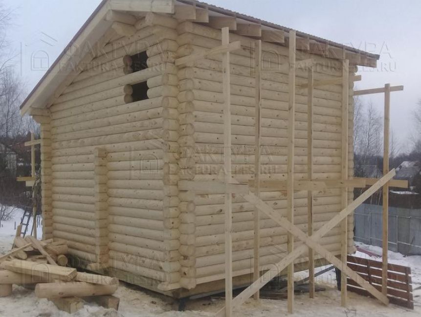 Бревенчатые стены - дом по проекту Б-20