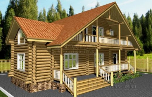 Проект дома из бревна «Соколье» 176 м²