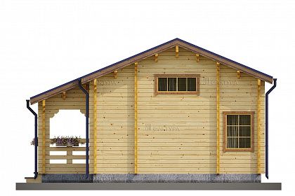 Проект дома из двойного бруса «Карлстад», 48 м². Вид сзади