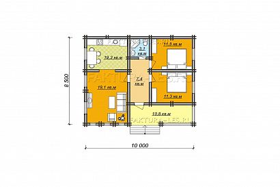 Проект дома из двойного бруса «Стрельниково», 82 м². Планировка 1 этаж