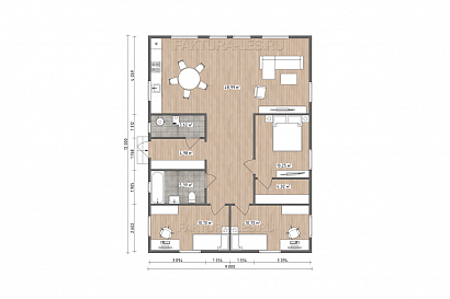 Проект каркасного дома &laquo;Сканди-11&raquo;, 98.7 м². Планировка 1 этаж