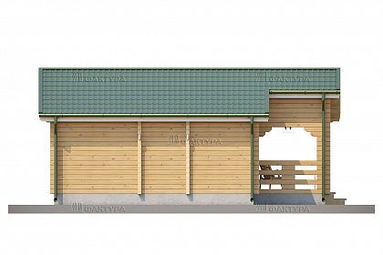 Проект дома из двойного бруса «Бранес», 37 м². Вид слева