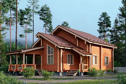 Проект дома из бревна «Большое киселево», 142 м².