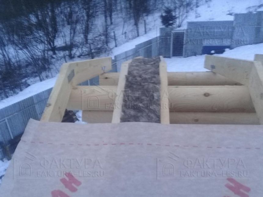 Утепление минеральной ватой - дом из бревна по проекту Б-20