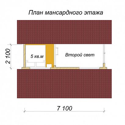 Проект дома из клееного бруса &laquo;Матвеево&raquo;, 42 м². Планировка 2 этаж