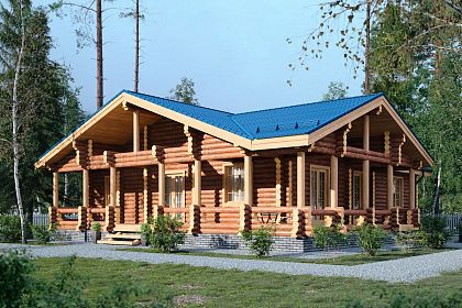 Проект дома из бревна «Барское», 144 м².