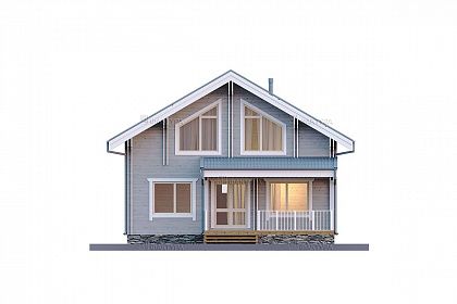 Проект дома из двойного бруса «Северное сияние», 158 м². Вид спереди