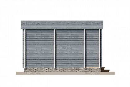 Проект дома из двойного бруса «Квиксунд», 37 м². Вид слева