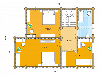 Проект дома из двойного бруса «Домашний очаг», 141 м². Планировка 2 этаж