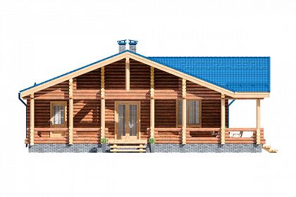 Проект дома из бревна «Барское», 144 м². Вид спереди