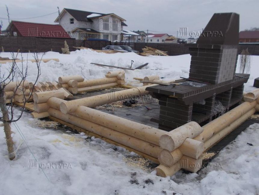 Сборка беседки из бревна - Чеховский р-н