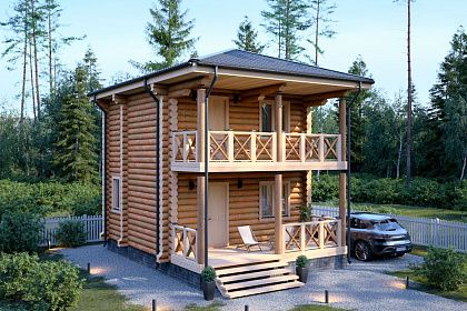 Проект дома из бревна &laquo;Малинник&raquo;, 72 м².