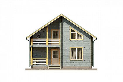 Проект дома из двойного бруса «Вележ», 110 м². Вид спереди