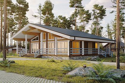 Проект дома из двойного бруса «Лэнгли», 143 м².