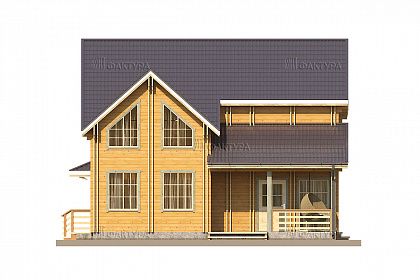 Проект дома из двойного бруса «Тихий уголок», 148 м². Вид слева