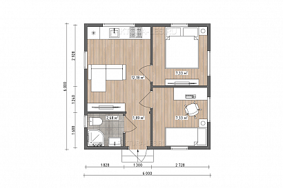 Проект каркасного дома &laquo;Сканди-01&raquo;, 31.4 м². Планировка 1 этаж