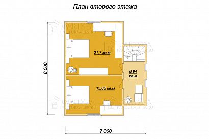 Проект дома из бруса «Раменье», 93 м². Планировка 2 этаж