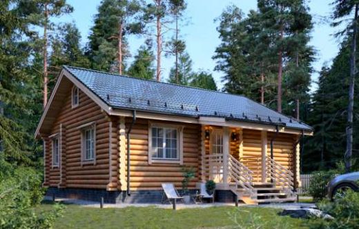 Проект дома из бревна «Осенняя поляна» 71 м²