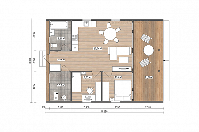 Проект каркасного дома &laquo;Барн-08&raquo;, 81 м². Планировка 1 этаж