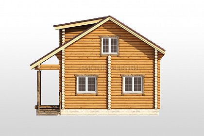 Проект дома из бревна «Талица», 110 м². Вид сзади