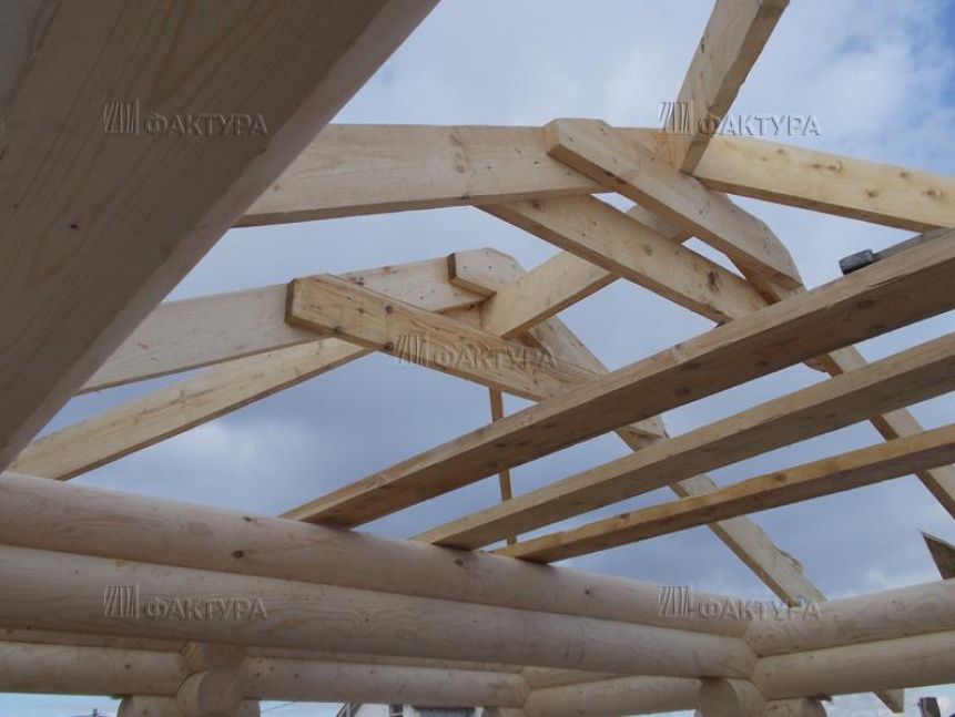 Каркас крыши беседки из бревна - Чеховский р-н