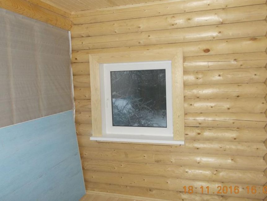 Внутренняя отделка стен из бревна - проект дома Б-2 в г. Лобня