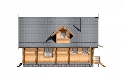 Проект дома из бревна &laquo;Вичуга&raquo;, 141 м². Вид слева