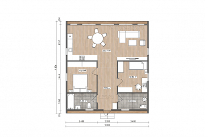 Проект каркасного дома &laquo;Барн-09&raquo;, 77 м². Планировка 1 этаж