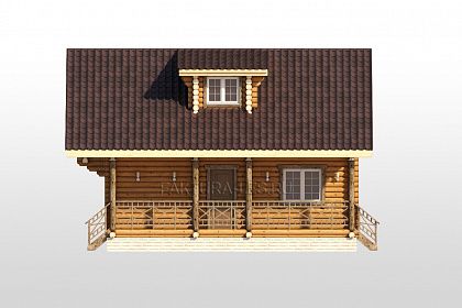 Проект дома из бревна «Талица», 110 м². Вид слева