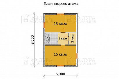 Проект дома из бревна «Нея», 78 м². Планировка 2 этаж