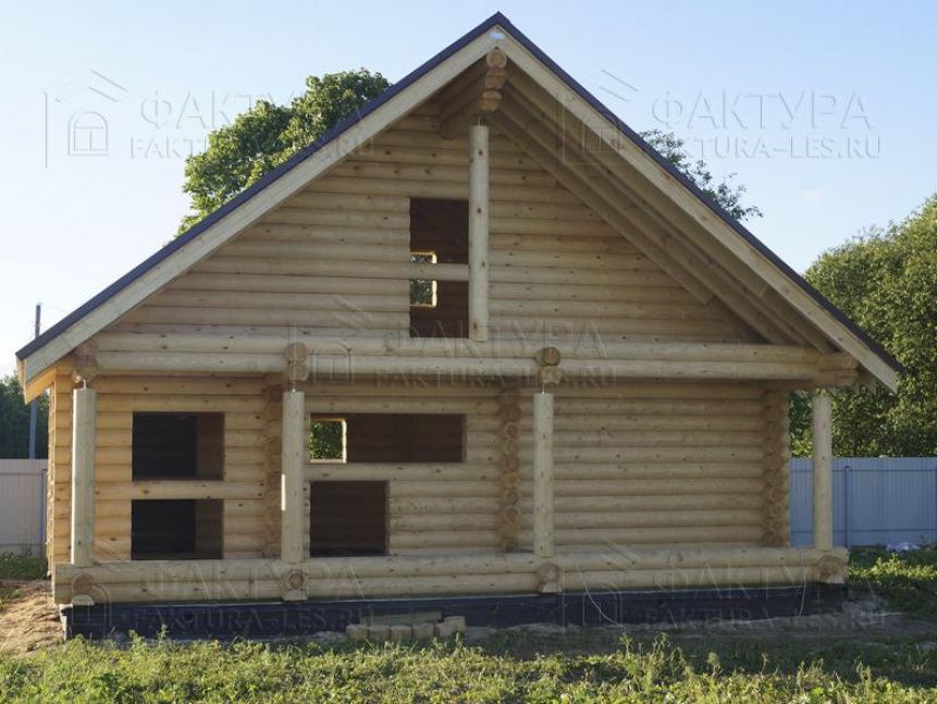 Двускатная крыша - бревенчатая баня Б-29