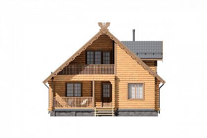 Проект дома из бревна &laquo;Вичуга&raquo;, 141 м². Вид спереди