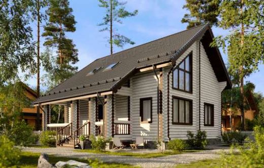 Проект дома из бревна «Кабаново» 127 м²