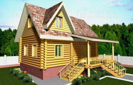 Проект дома из бревна «Нея» 78 м²