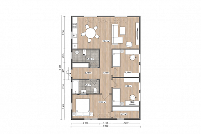 Проект каркасного дома &laquo;Сканди-07&raquo;, 87.2 м². Планировка 1 этаж