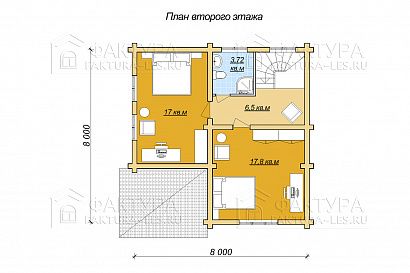Проект дома из бревна «Высоково», 100 м². Планировка 2 этаж