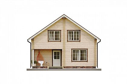 Проект дома из двойного бруса «Домашний очаг», 141 м². Вид спереди