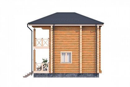 Проект дома из бревна &laquo;Малинник&raquo;, 72 м². Вид слева