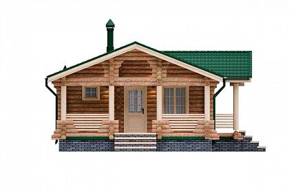Проект дома из бревна «Поповка», 81 м². Вид спереди