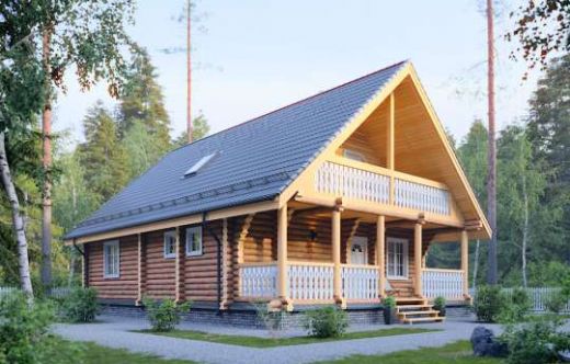 Проект дома из бревна «Абрамово» 153 м²