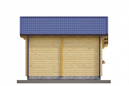 Проект дома из двойного бруса «Карлстад», 48 м². Вид слева