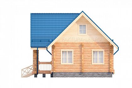 Проект дома из бревна «Борок», 117 м². Вид сзади